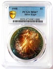 1998 AMERICAN SILVER EAGLE DOLLAR 1oz PCGS MINT STATE 67 "OUTSTANDING COLORS"