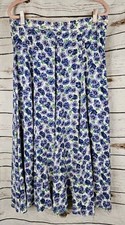 Vintage Blue Floral 90's Fairy Grunge Skirt Liz Sport Midi Y2K Cottagecore Rayon