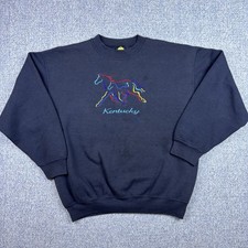 Vintage H.L. Miller Gold Kentucky Horse Embroidered Crewneck Sweatshirt USA Made
