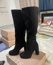 Women s US 10 Black Leather Knee-High Boots Z...