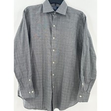 Polo Ralph Lauren Men Regent Classic Fit Gray Plaid Dress Shirt Size 15 32/33