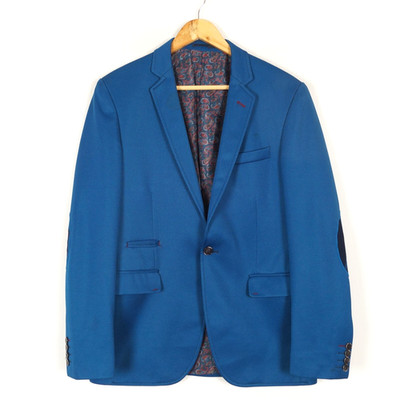 MASSIMO DUTTI Men's Blazer Jacket Size XL IT52 UK42 Blue One Button Notch Lapel