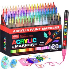 120 Colors Acrylic Paint Markers and ACRYLIAC PAINT PENS for Rock, Wood, Fabr...