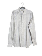 Culturata Mens White and Gray Dot Print Dress Shirt Size XL 17.5/44