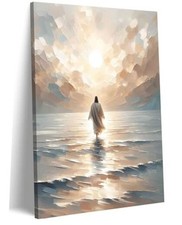 Jesus Walking on Water Canvas Wall Art Jesus 24x36in-Canvas Jesus on Water