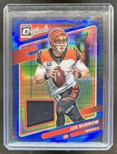 2021 Panini Donruss Optic Joe Burrow Threads Jersey Blue Hyper #TH-10 Bengals