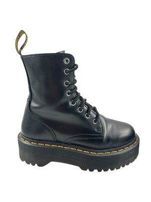 Dr Martens Jadon Platform Boots Black Smooth Leather Lace Up Zip Combat Sz 36/5