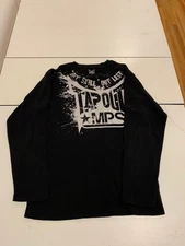Vintage Tapout MPS Shirt Large Black Thermal Waffle Knit Training MMA Grunge Y2K
