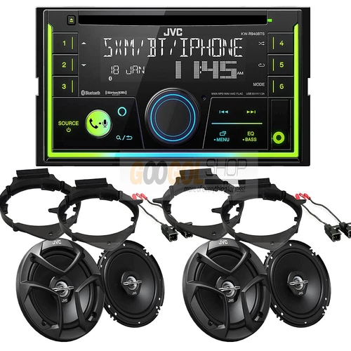 JVC Package KW-R940BTS & 6.5" Front & Rear Door Speakers W/Install Kits for GM