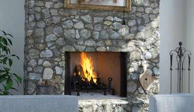 Superior WRT4550 Traditional Wood Burning Fireplace with White Stacked Panels