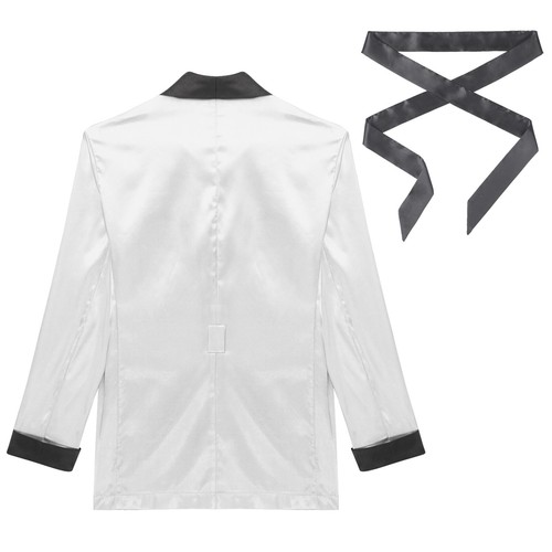 Men's Short Satin Robe with Belt Lightweight Bathrobe Pajamas Spring Summer - Picture 44 of 77