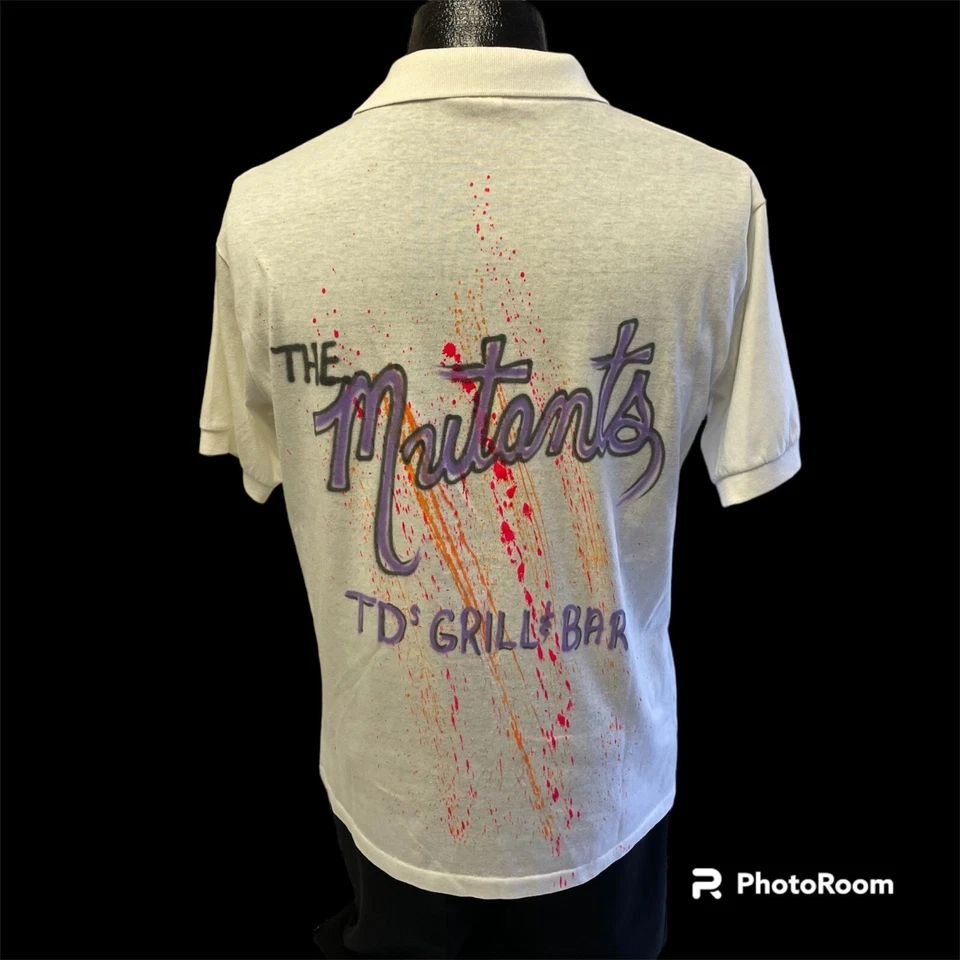 Vtg 80’s First Event MUTANTS TD's GRILL & BAR Rick Spray Paint Polo 50/50 Shirt - Image 3 of 4