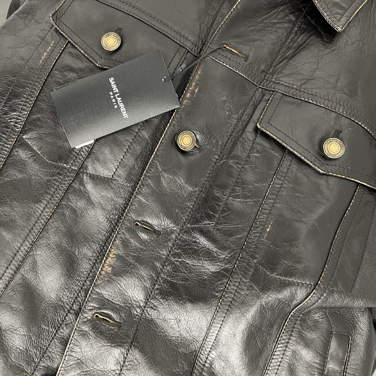 Saint Laurent Vintage Leather Trucker Jacket | eBay Saint Laurent Vintage Leather Trucker Jacket | eBay