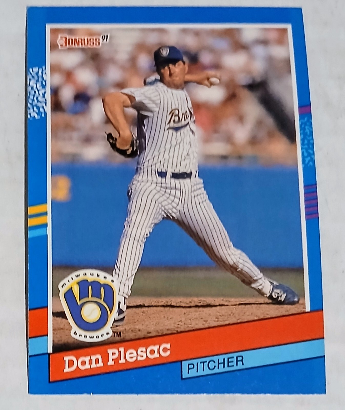 1991 Donruss - White Pattern on Left Border #104 Dan Plesac Milwaukee Brewers 