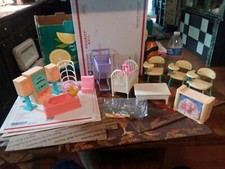 Vintage Dollhouse Furniture Lot/Accessories some Barbie some not desks crib 5