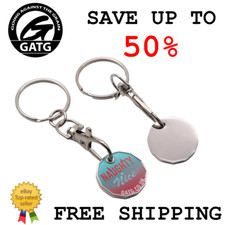 2 Trolley Coin Keyring Removable rude slogan gift Shopping Cart Token Holder UK