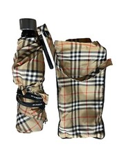 BURBERRY Folding Umbrella Beige Nova Check Manual Hook Rainwear Unisex fashion