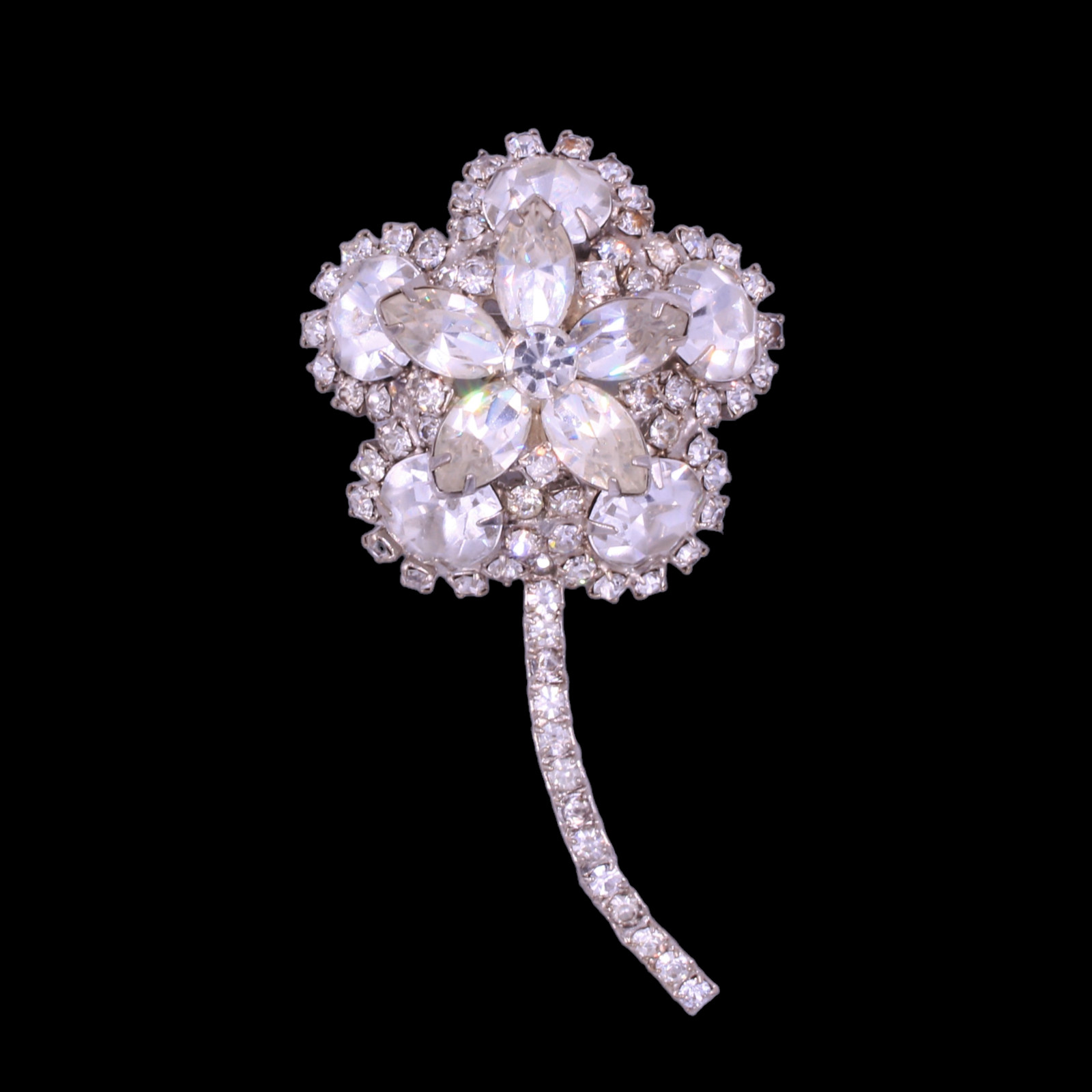 Vintage Unsigned Beauty Statement Rhinestone Stem… - image 4