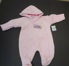Disney 3 6 month quilted pink hooded footed Eeyore winter one piece coverall