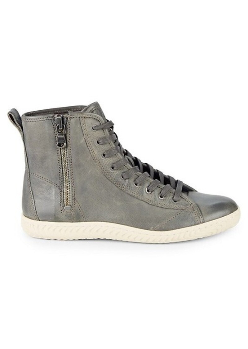 John Varvatos Star USA Men's Elephant Gray Star Leather High