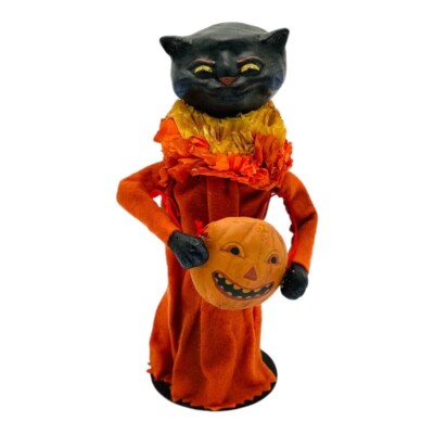 Bethany Lowe Rucus Studio Paper Mache Cat Candy Container Scott Smith Halloween