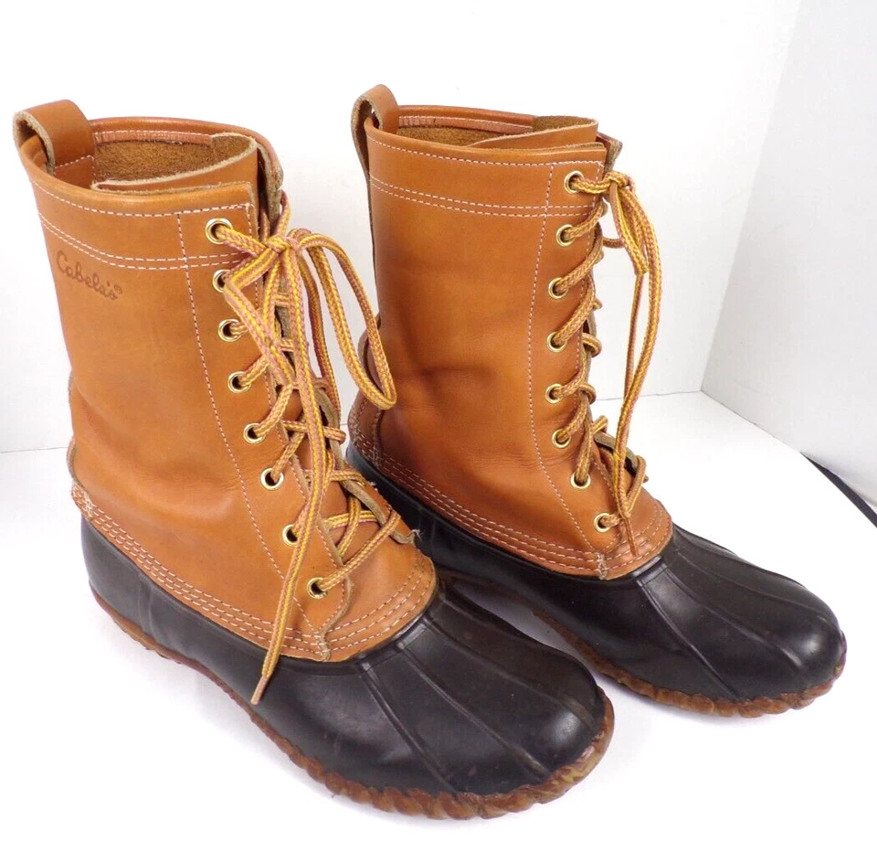 Cabela's Steel Shank Leather Rubber Lace Up 10" Tall Rain Duck Boots Women 10 - Image 3 of 4