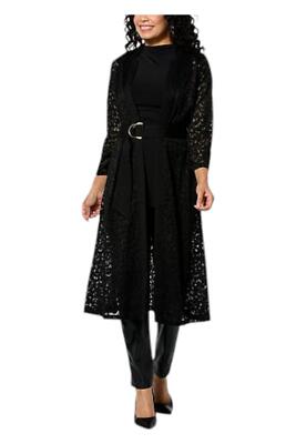 C Wonder by Christian Siriano Women's Lace & Ponte Knit Topper Black