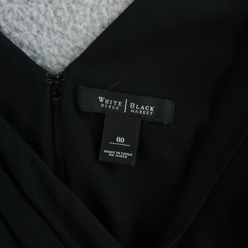 White House Black Market 连衣裙女式 00 黑色扭结蝴蝶结无袖 LBD — 第 3/4 张图片