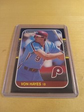 1987 Donruss #113 VON HAYES Philadelphia Phillies Baseball Card, 1st Base. (NM)