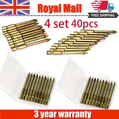 40PCS 6mm Tungsten Carbide Drill Bit Glass Tile Marble Mirror Ceramic Spear Head