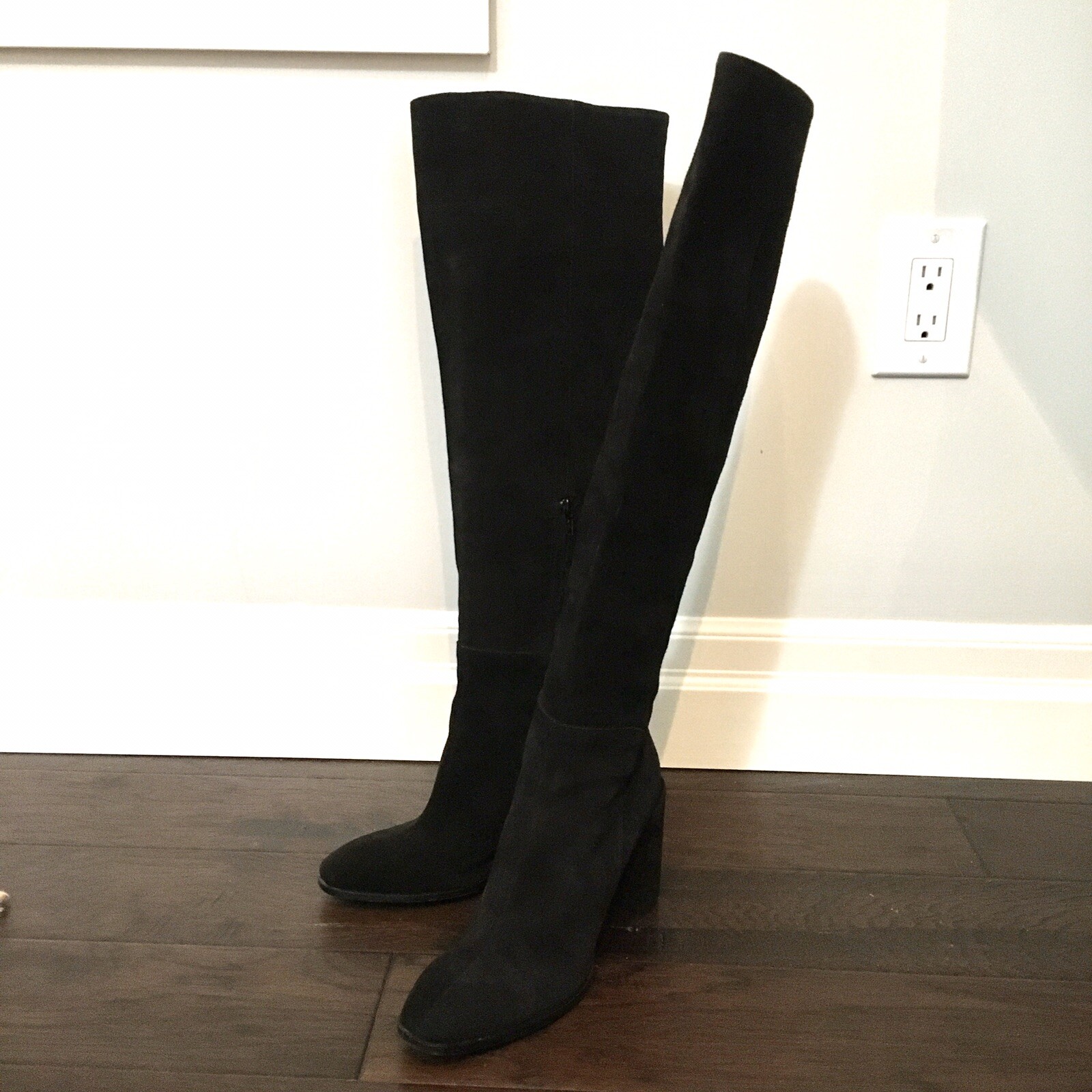 Blogger Fave!  Zara Suede Over The Knee Black Block Heel Boots *Sold Out!* 9.5 image 9