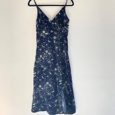 Urban Outfitters Velvet Midi Dress Small Babydoll Y2K Slit Celestial Whimsigoth