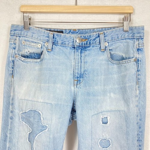 J. Pantalones de mezclilla Crew Broken In Boyfriend desgastados lavado claro pierna recta talla 10 - Imagen 2 de 12