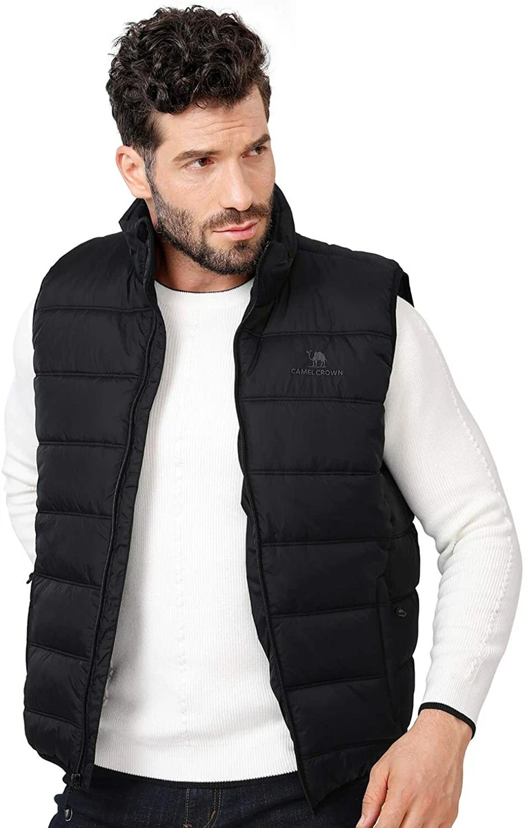 CAMEL CROWN Puffer Vest Men Quilted Winter Padded Sleeveless Jackets Gilet  for C