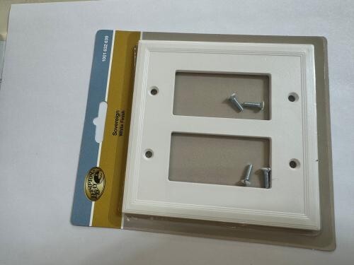 New 1 PK Hampton Bay 2 Gang Bright White GFCI Wall Plate Antimicrobial Fast Ship - Picture 2 of 4