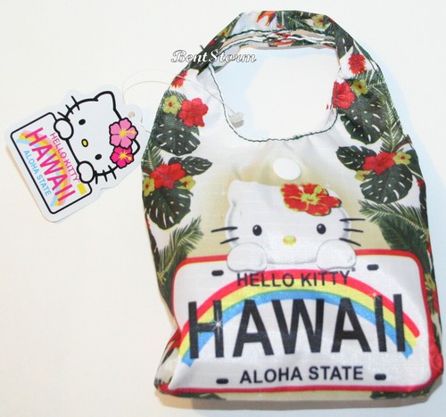 Hawaii Hello Kitty Reusable Packable ECO Shopper Tote Bag 14"x 11 1/2" Floral - Picture 6 of 9