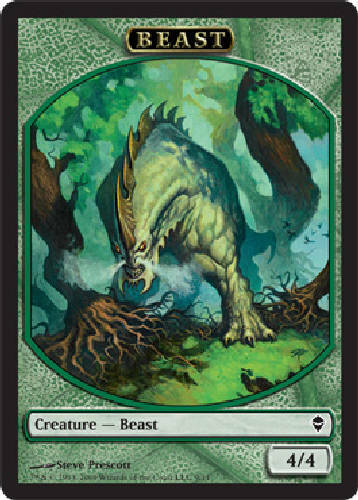 BEAST TOKEN Zendikar MTG Magic the Gathering Trading Card by DJMagic  