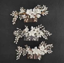 Large Crystal Rhinestone Bridal Hair Comb with floral details