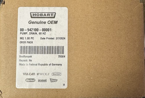 Pompa di scarico Hobart LXE, 60 Hz OEM 00-942100-00001 originale