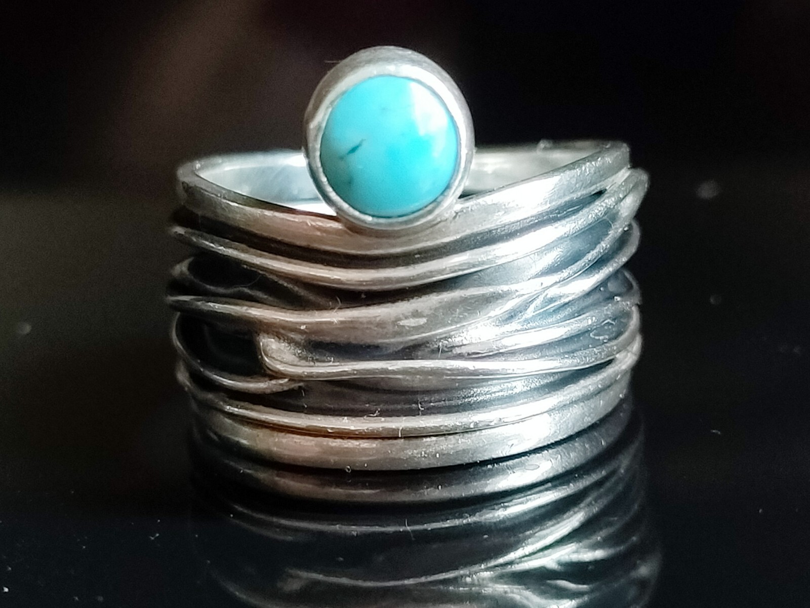 Natural Torquoise Solid Sterling Silver Ring, Mex… - image 10