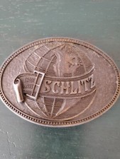 Vintage 1970s "SCHLITZ" Brewing Company Globe Oval Belt Buckle