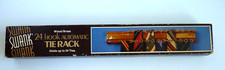 Vintage Swank 24 Hook Automatic Tie Rack Wood/Brass Brown NOS