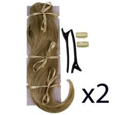 Hair Extensions Clip In 2 Piece POP Sandy Blonde Straight Volume 16" 2x