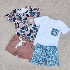 Baby Boy Clothing Toddler Mallard Duck Pocket Top Shorts Outfit