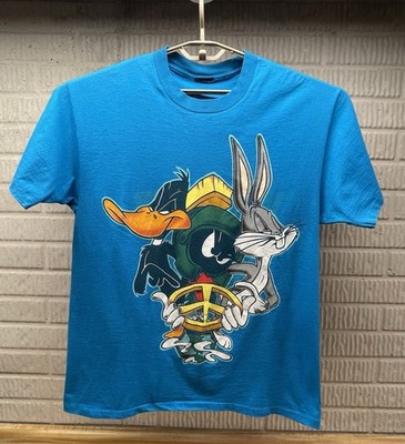 Looney Tunes Bugs Bunny Daffy Duck T-Shirt Blue Cartoon Graphic Tee XL