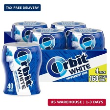 ORBIT Gum White Peppermint Sugar Free Chewing Gum Bulk Pack,40 Piece Pack of 4