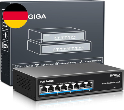 8 Port Gigabit Poe Switch Unmanaged, 8 Ports Poe+@120 W, 802.3Af/At, NICGIGA 8-P