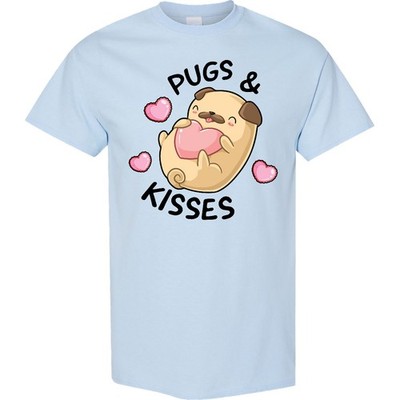 Inktastic Valentines Day Pugs & Kisses With Hearts T-Shirt Kids I Love Dogs Dog
