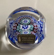 Vintage Whitefriars Millefiori Paperweight Concentric Canes Original Sticker