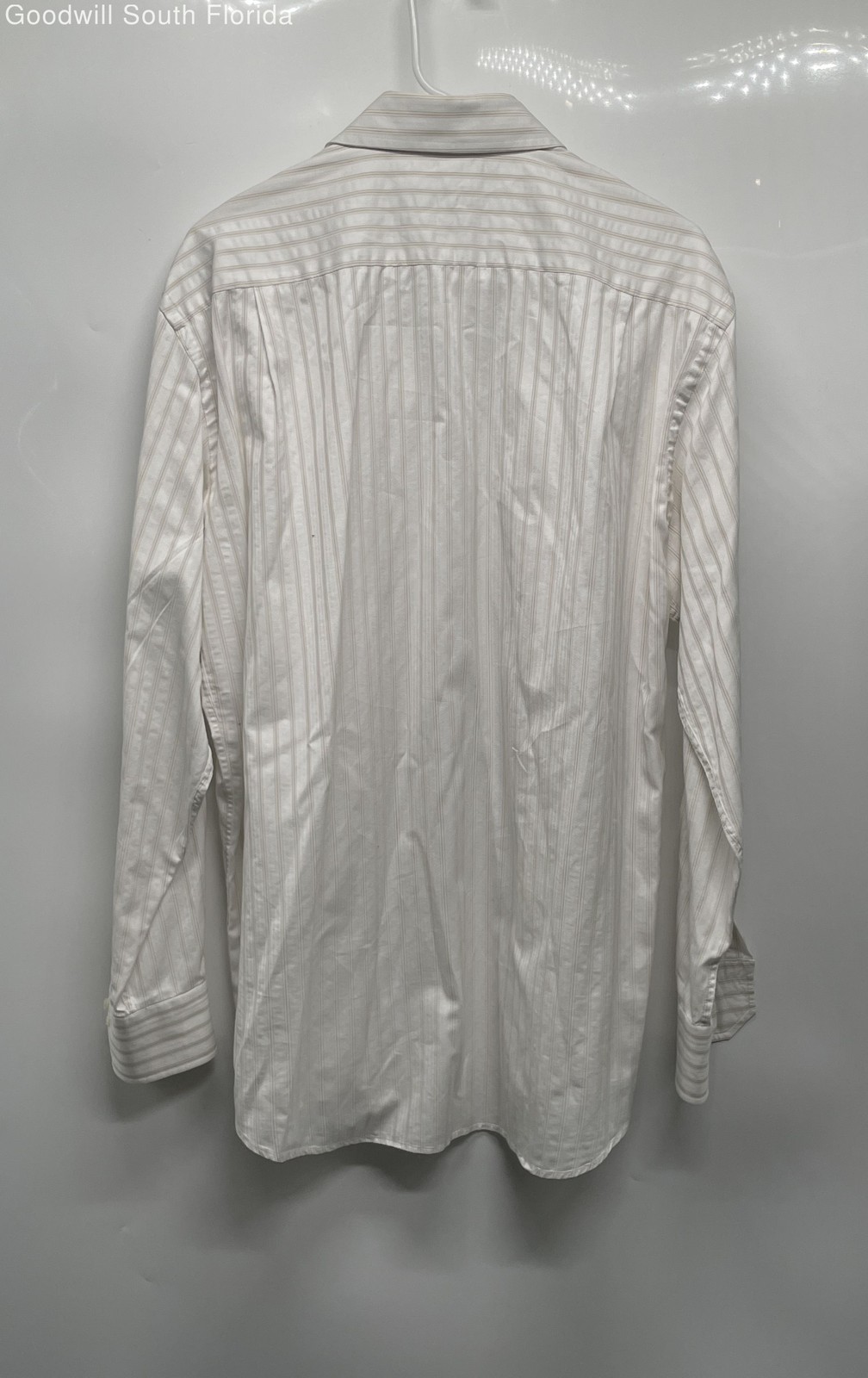 Hugo Boss Mens White Striped Long Sleeve Collared Dress Shirt Size 16 1/2 thumbnail 2